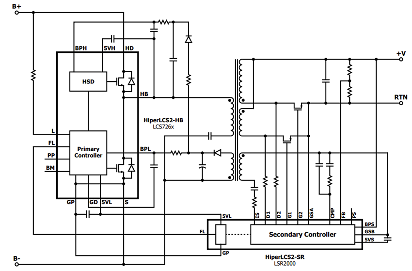 Schematic - Power Integrations HiperLCS-2 Off-Line LLC Switcher IC Chipsets